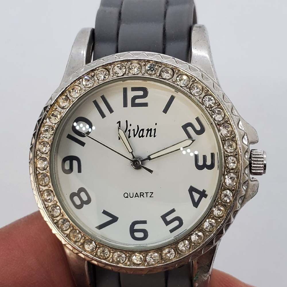 Vivani Women's Watch 38MM White Dial Gray Plastic Band Straps New‎ Battery